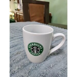 Starbucks Original 2008 White Mermaid Logo Coffee Cup Mug 2 Side Logo 10.2 Fl Oz